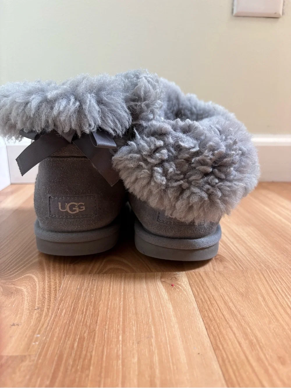 UGG Kids Short Gray Shearling-Lined Boots